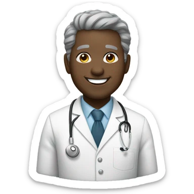 Black doctor with short gray hair smiling. sticker