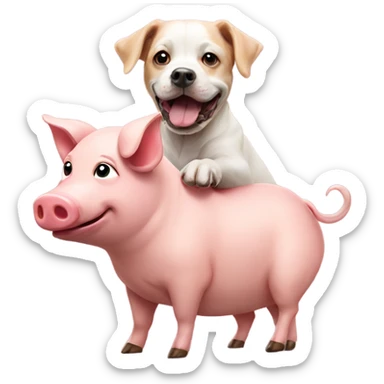Dog riding a pig sticker