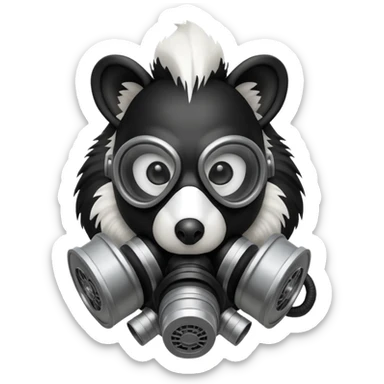 Skunk wearing gas mask  sticker