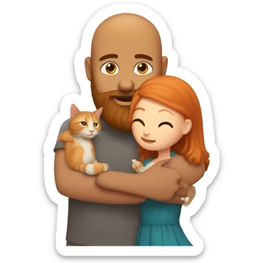 Indian Beard guy with bald head hugging a ginger hair Croatian girl with cat  sticker