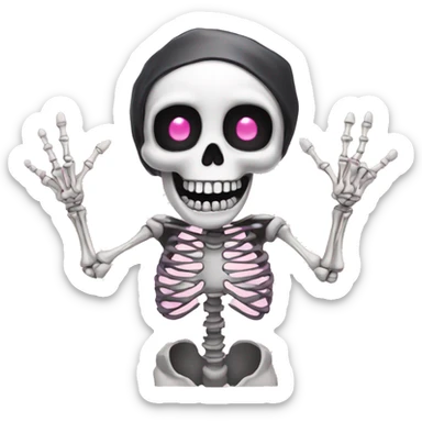 Cute skeleton with pink nails  sticker