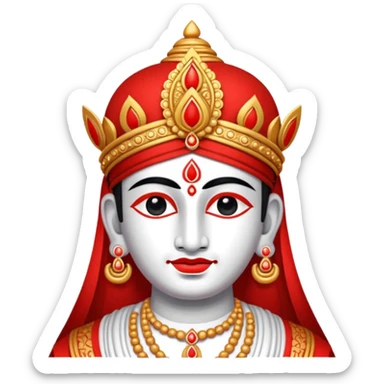 Create lord Venkateshwara tilak emoji , it should be in red and white in colour, i.e, left and right lines are in white colour and between left and right lines there is a red colour line sticker