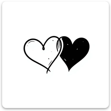 two hearts hand drawn doodle sticker