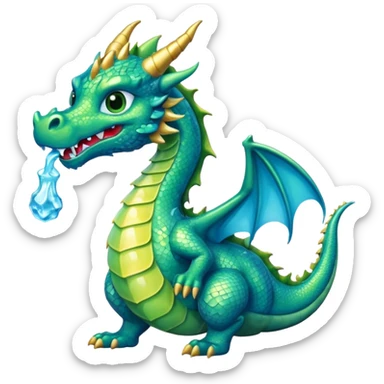Un dragon pailleté brillant qui mange une glace sticker