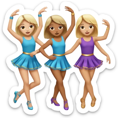 Emoji of 3 Girls dancing ONE with blonde hair, one tan skin with brown  hair ONLY ONE IS BLONDE sticker