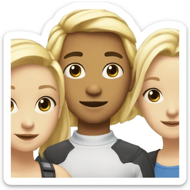 The blonde girl on the left and the blonde guy in the middle and the blonde girl on the right are smiling sticker