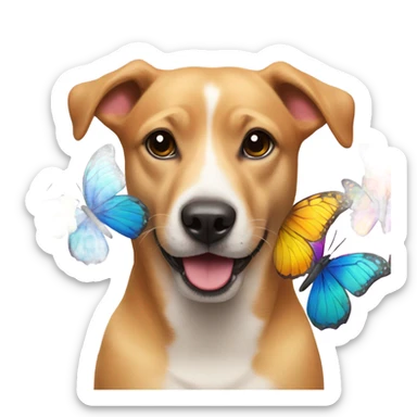 Dog with butterflies and baubles  sticker