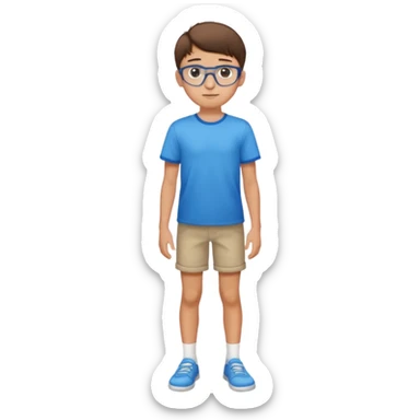 adolescent garçon taille moyenne corpulence maigre cheveux chatain court yeux bleus lunettes photo de pieds sticker