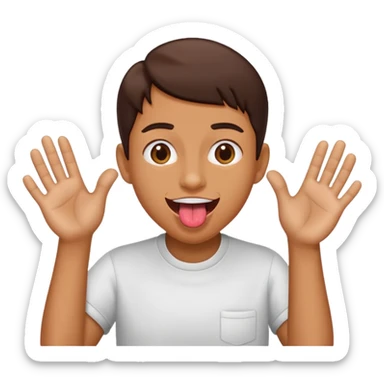 tongue out with hands scooping to the side  sticker