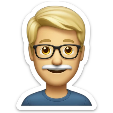 A. Blond man 50 years old wir s blond moustache man with glasses, smiling sticker