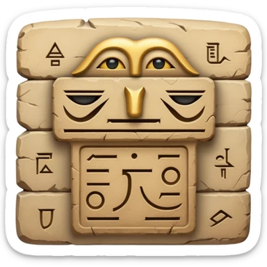 An emoji of an ancient Egyptian stone tablet with hieroglyphics carved on it.

 sticker