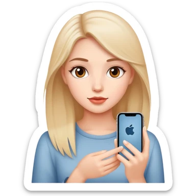 beautiful girl use iphone sticker