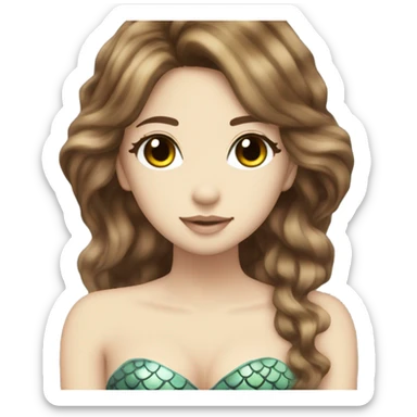 mermaid hime gyaru girl, brown hair sticker