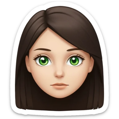 A brunette white girl emoji with green eyes. Hair thrown in front. Straight hair.  sticker