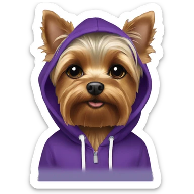 Yorkie in violet hoody sticker