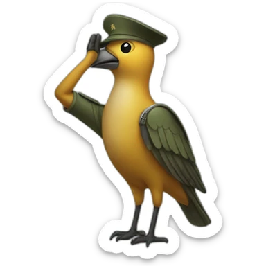 bird soldier saluting sticker