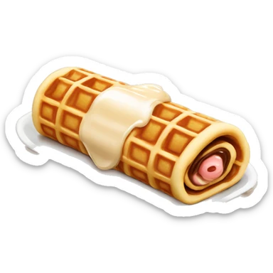 dessert waffle roll with brown condensed milk inside it sticker