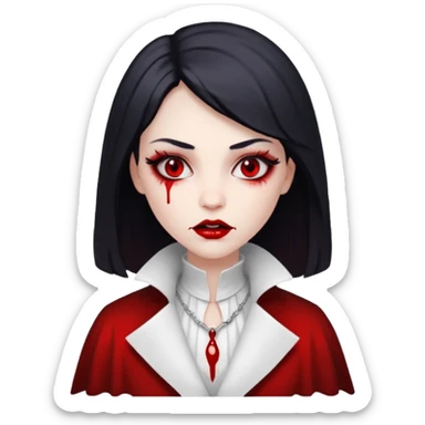 Women Vampire withwhite coat dress and eyes should be red with blood sticker