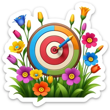 A colorful bullseye target with spring flowers around it sticker