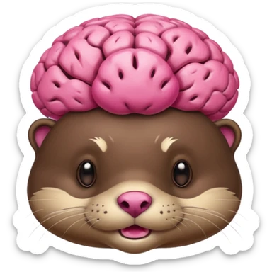 generate an otter with a very big  pink brain going out of the head sticker