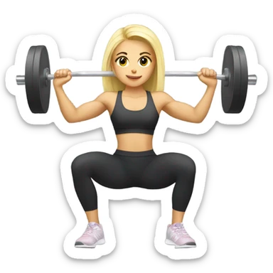 Blonde girl doing squats with weight at the gym sticker