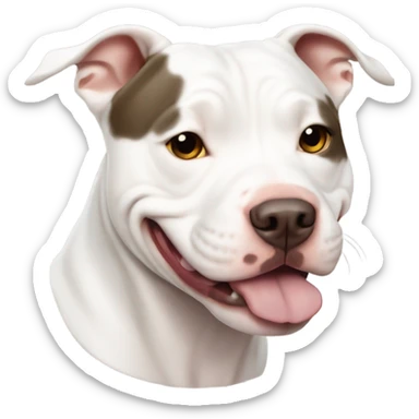 White male large pit bull smiling sticker