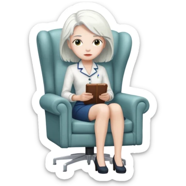 Анжела из lobotomy corporation ожидающая в кресле sticker