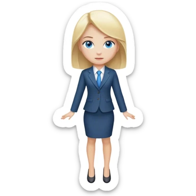 A blond girl blue eyes wearing a Business Outfit, whole body sticker