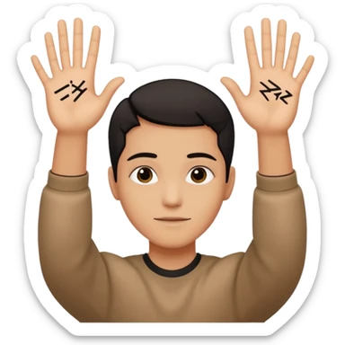 Make a person doing the 67 meme with the words six seven on there hands  sticker