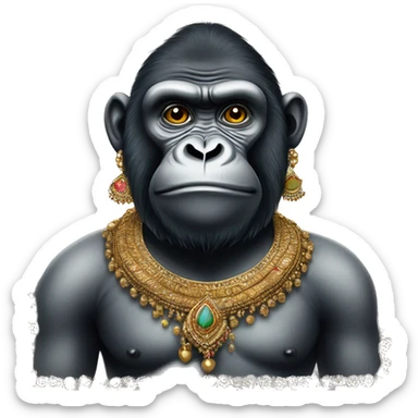gorila with indian jewellery and south indian trditional wear, humanoid sticker
