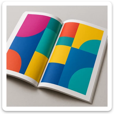 open magazine with colorful pages sticker
