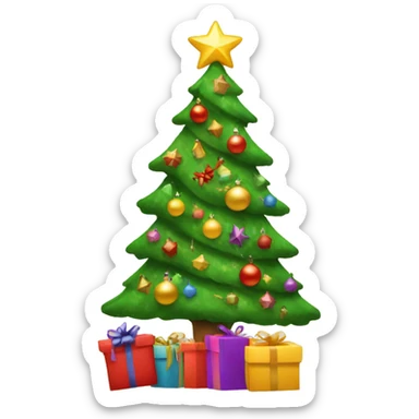 Christmas tree with lots of gifts sticker