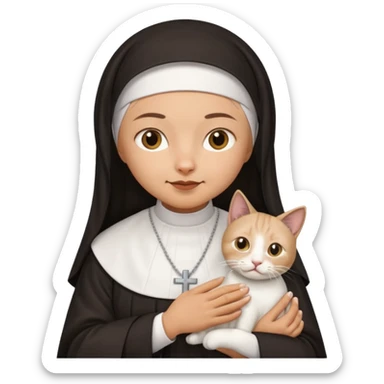 Mexican nun with a cat  sticker