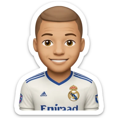 Fait moi un emojis de mbappe avec le maillots du real sticker