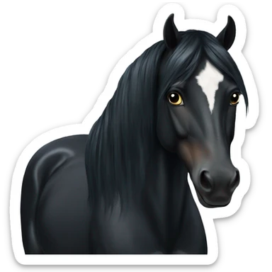 full black horse with long mane sticker