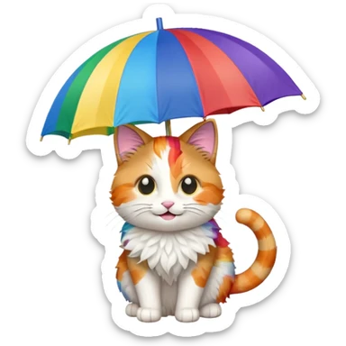 Cat with rainbow umbrella sticker