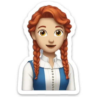milady with blue eys red hair and a white shirt sticker