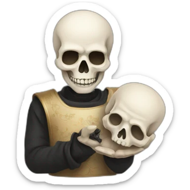 Hamlet with skull on hand sticker