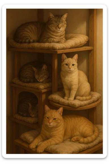 cats relaxing in a vertical playhouse sticker