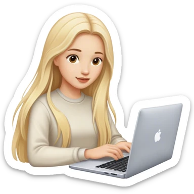 beautiful girl, with long blond hair, with laptop sticker