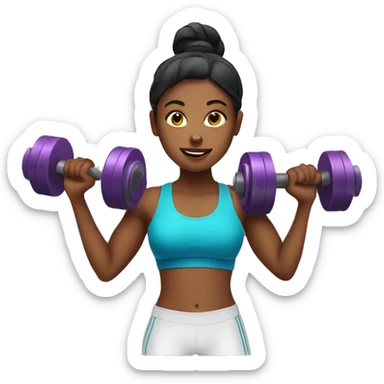 Girl with dumbbells at gym sticker
