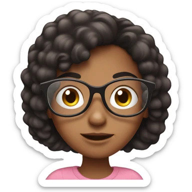 girl with glasses and dark hair reading on a pink smart phone sticker