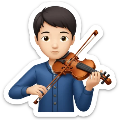 asian boy playing violin sticker