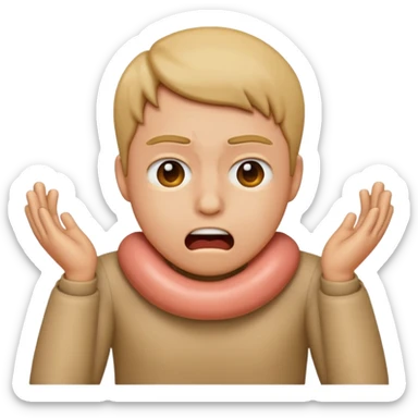 Make an emoji that looks stressed and is choking itself  sticker