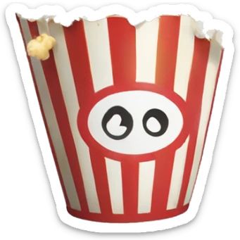 A popcorn bucket throwing tiny pieces of popcorn like confetti. sticker