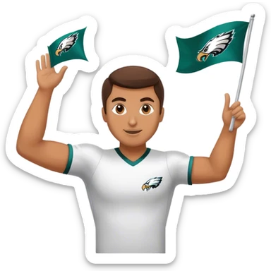 guy waving Eagles Super Bowl flag  sticker