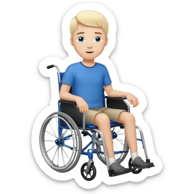 Slim White man in wheelchair with short blond hair and blue eyes sticker