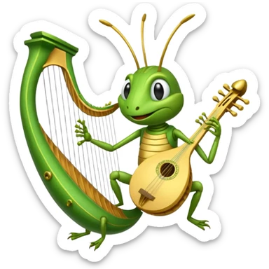 grasshopper playing lyre sticker