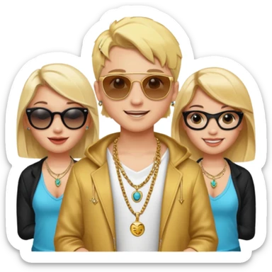 Rapper Blonde kid with so much beatiful girls and he have a rolex,mini tattos,sunglasses,rich clothes,golden necklace, sticker