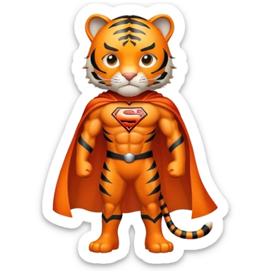 Tiger superhero with cape sticker